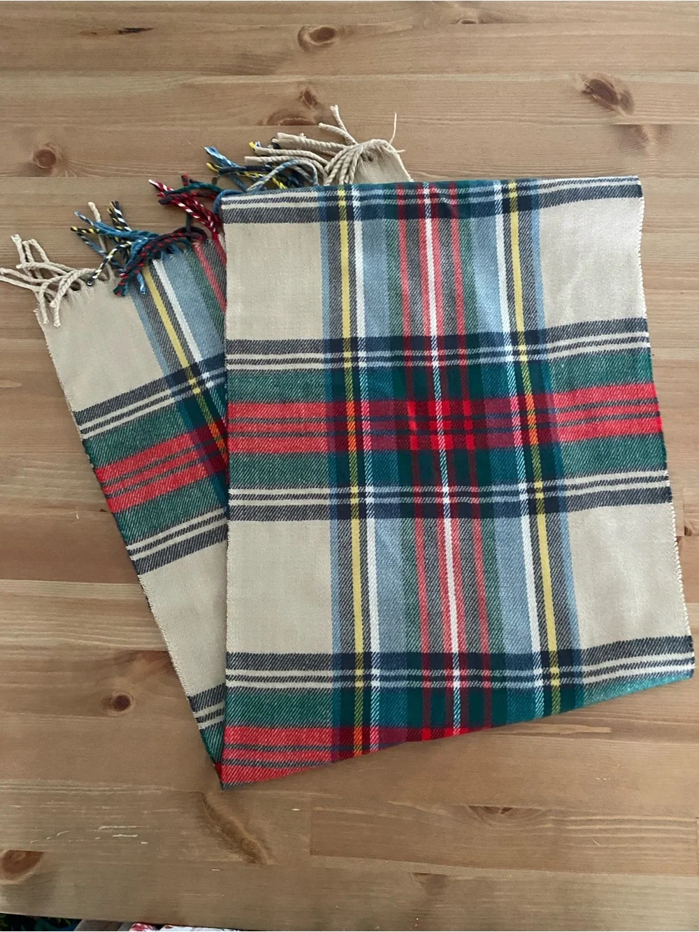 Scarf Camel Stewart Plaid Tartan Cashmere Blend 72